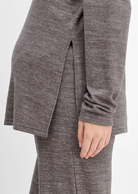 Behagelig mammasett i strikket stil med stilig topp og bukse, bonprix