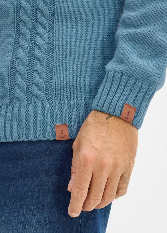 Half zip genser med flettem&oslash;nster, bonprix