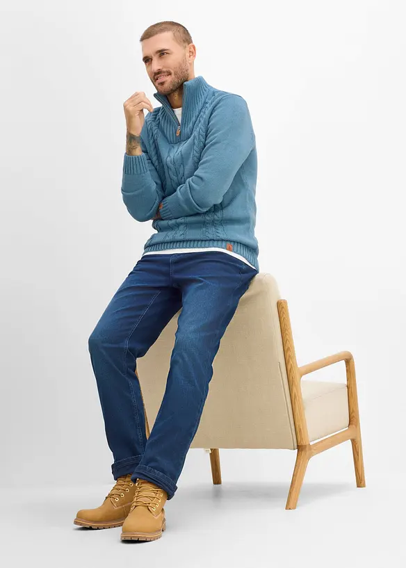 Half zip genser med flettem&oslash;nster, bonprix