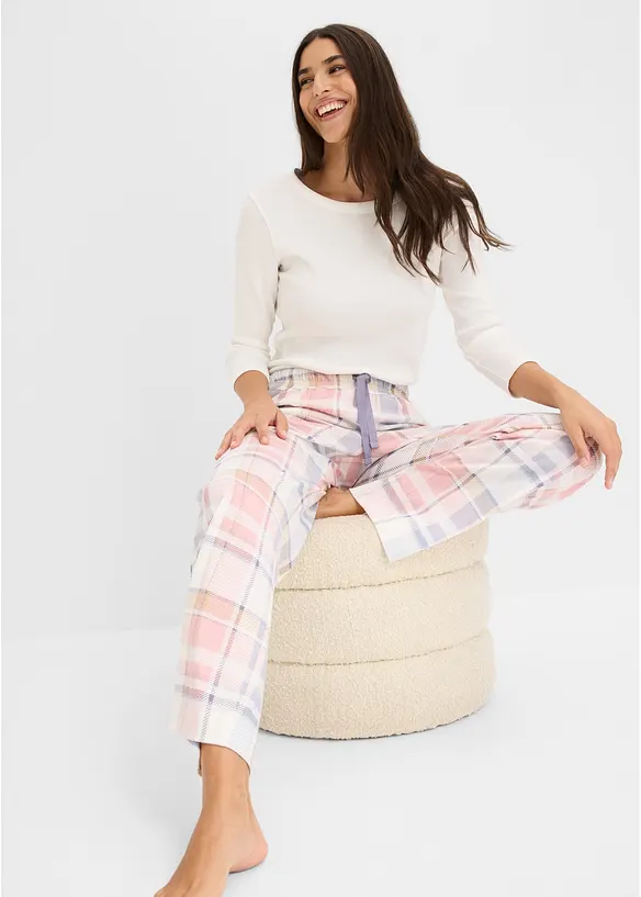 Vevd pyjamasbukse i flanell (2-pack), bonprix
