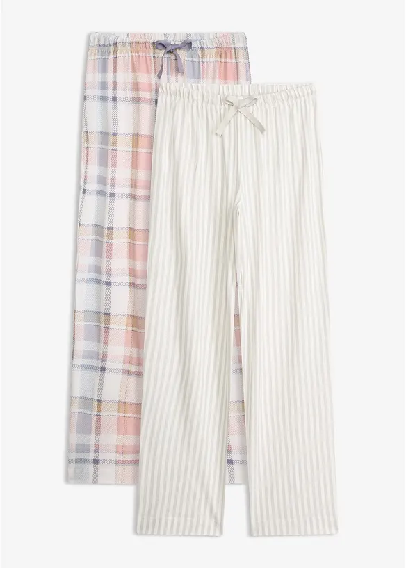 Vevd pyjamasbukse i flanell (2-pack), bonprix