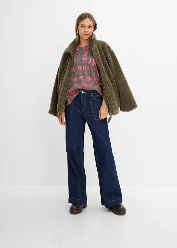 Oversized topp i bomull- og viskosemiks, bonprix