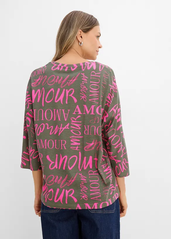 Oversized topp i bomull- og viskosemiks, bonprix