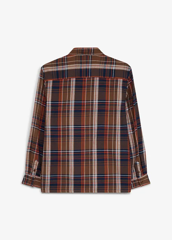 Oversized, rutete flanellskjorte med brystlomme, bonprix