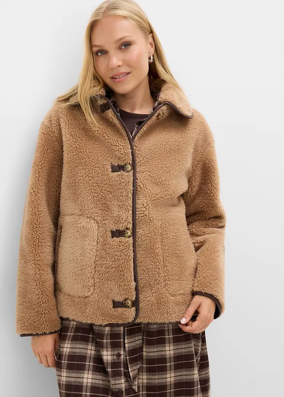 Fuskepelsjakke med dekorative knapper, bonprix