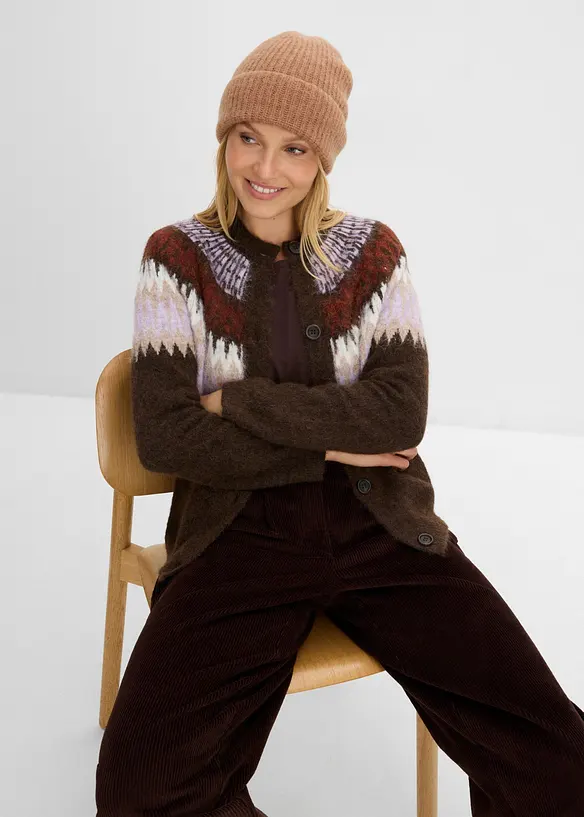 Cardigan med kofteinspirert m&oslash;nster, bonprix