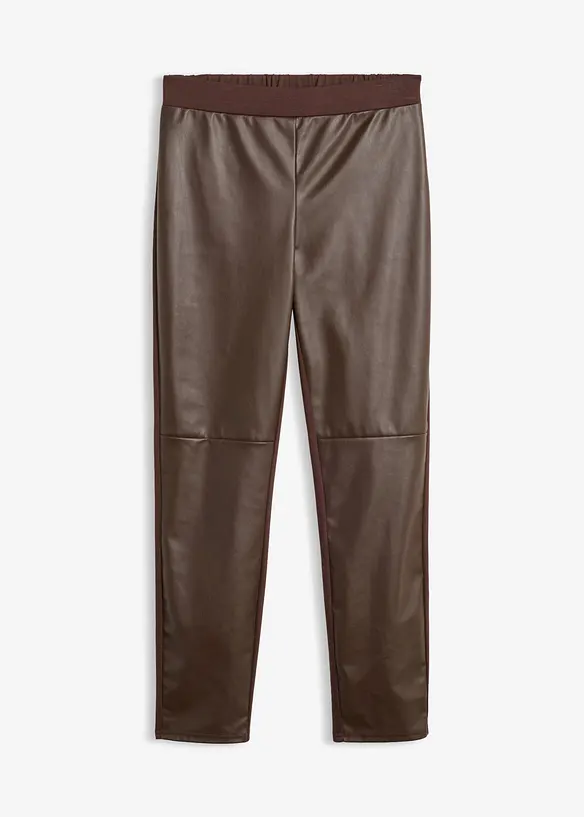 Leggings i imitert skinn med innsnitt med kneet, bonprix