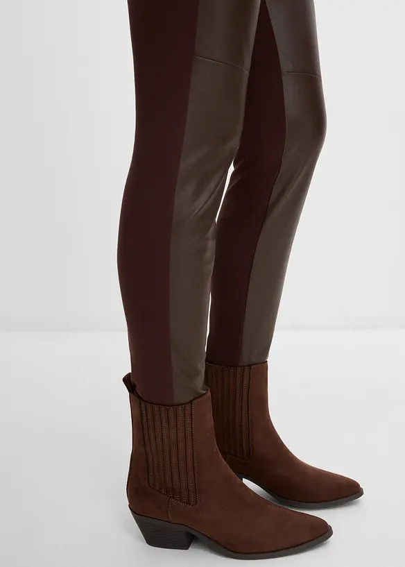 Leggings i imitert skinn med innsnitt med kneet, bonprix