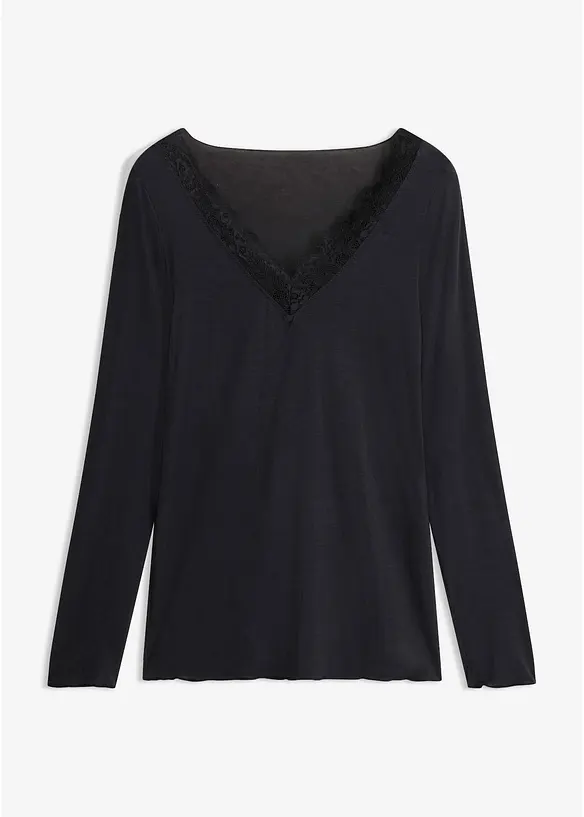 Ultralett, langermet topp i kasjmirmiks, bonprix