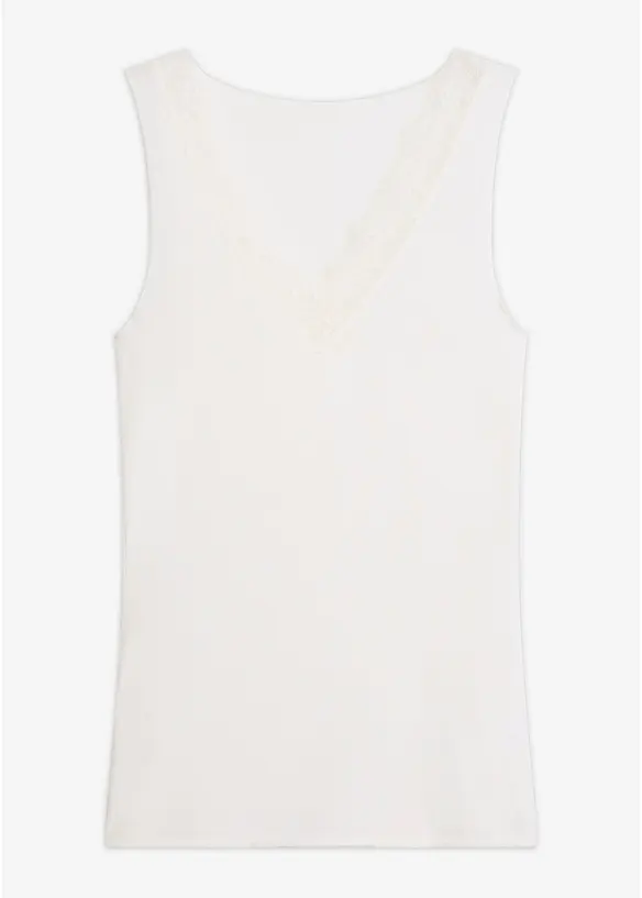 Ultramyk singlet med kasjmir og blonder, bonprix