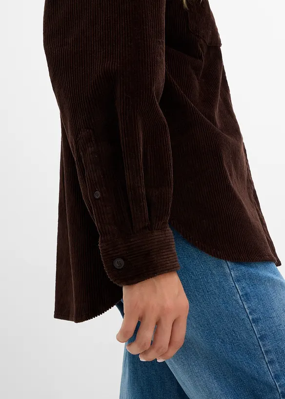 Oversized jakke i kordfl&oslash;yel av bomullsmiks, bonprix