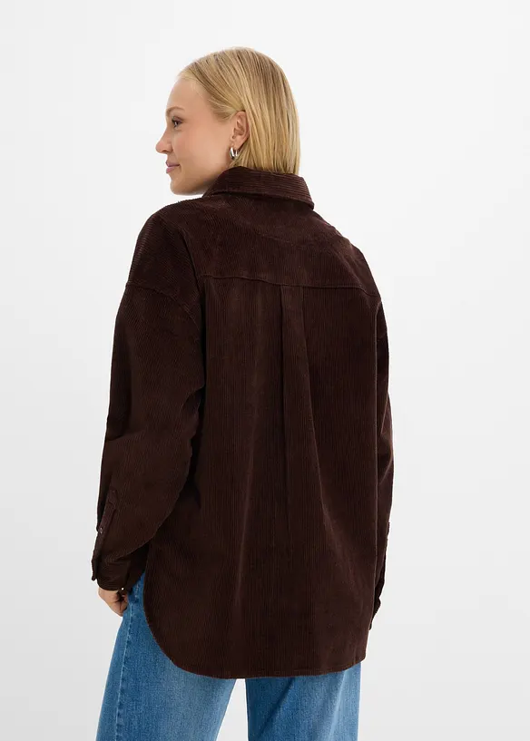Oversized jakke i kordfl&oslash;yel av bomullsmiks, bonprix