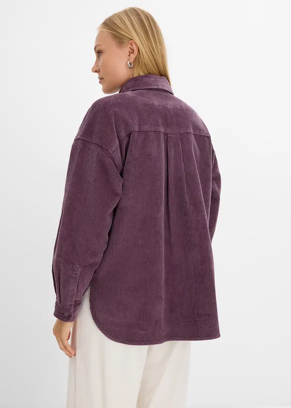 Oversized jakke i kordfl&oslash;yel av bomullsmiks, bonprix