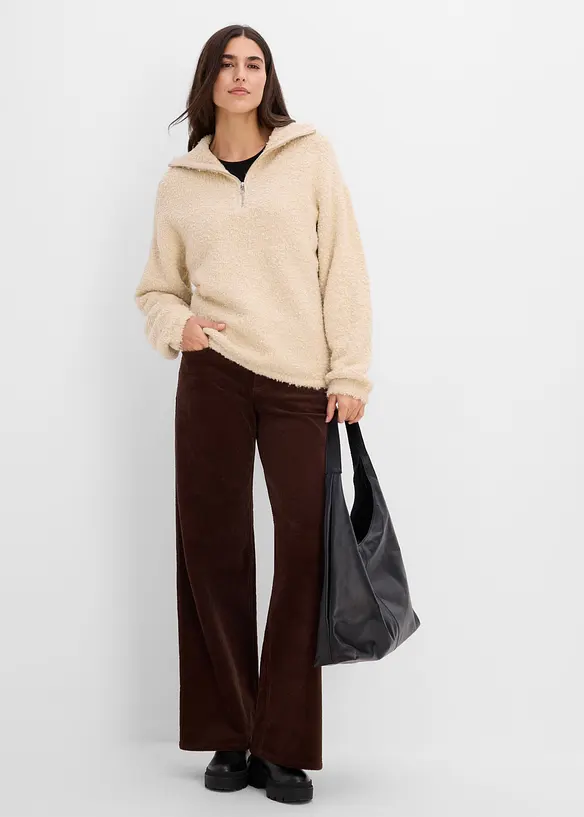Half-zip-genser i boucl&eacute;stil, bonprix