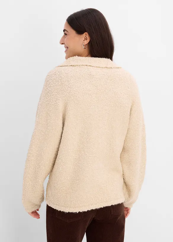 Half-zip-genser i boucl&eacute;stil, bonprix