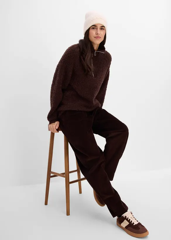Half-zip-genser i boucl&eacute;stil, bonprix