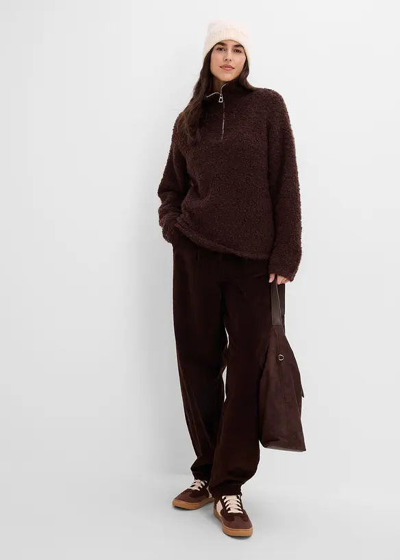 Half-zip-genser i boucl&eacute;stil, bonprix