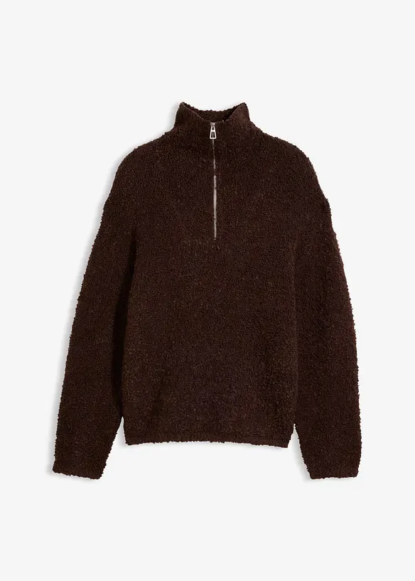 Half-zip-genser i boucl&eacute;stil, bonprix