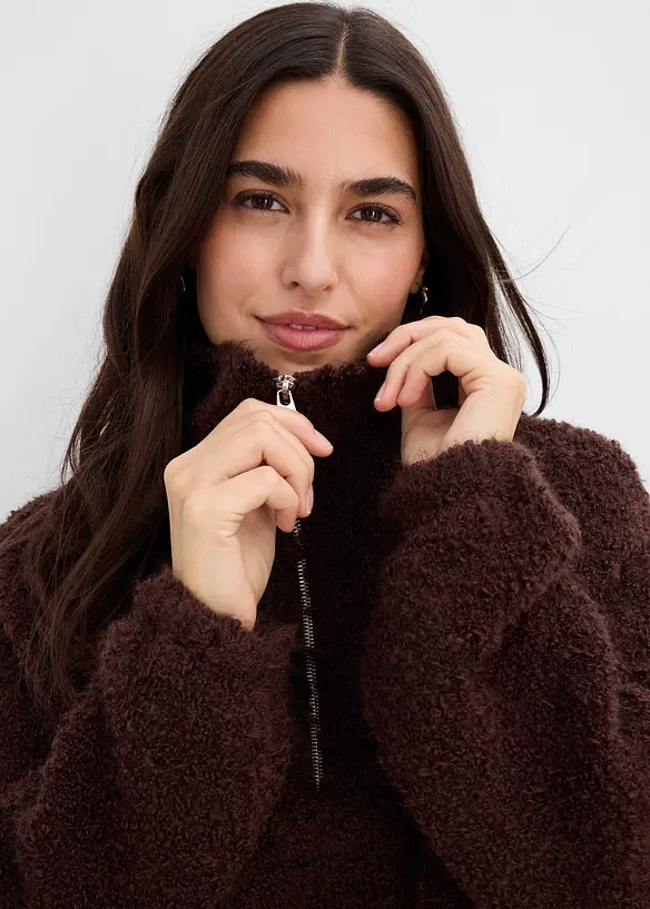 Half-zip-genser i boucl&eacute;stil, bonprix