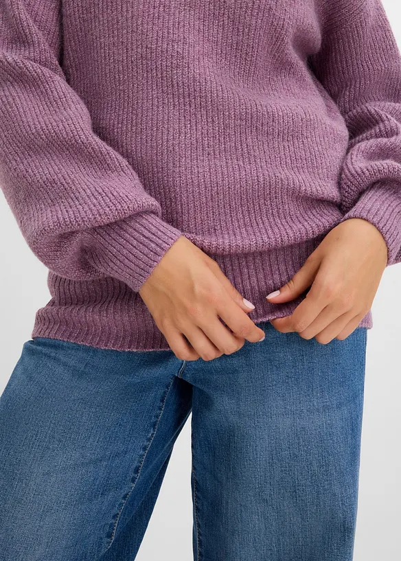 Half-zip-genser i bomullsmiks, bonprix