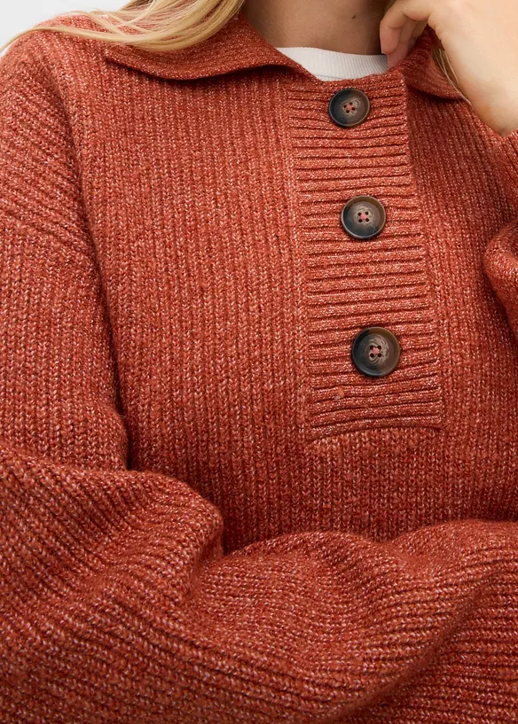 Half-zip-genser i bomullsmiks, bonprix