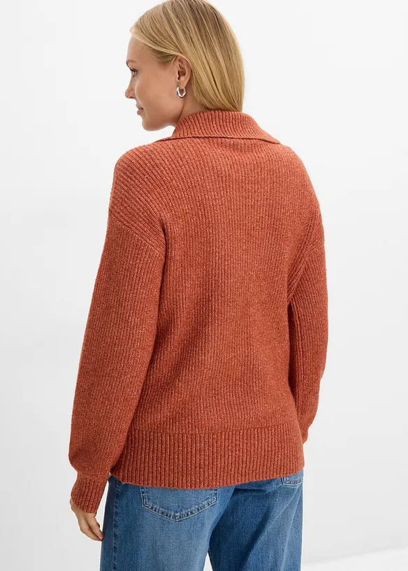 Half-zip-genser i bomullsmiks, bonprix