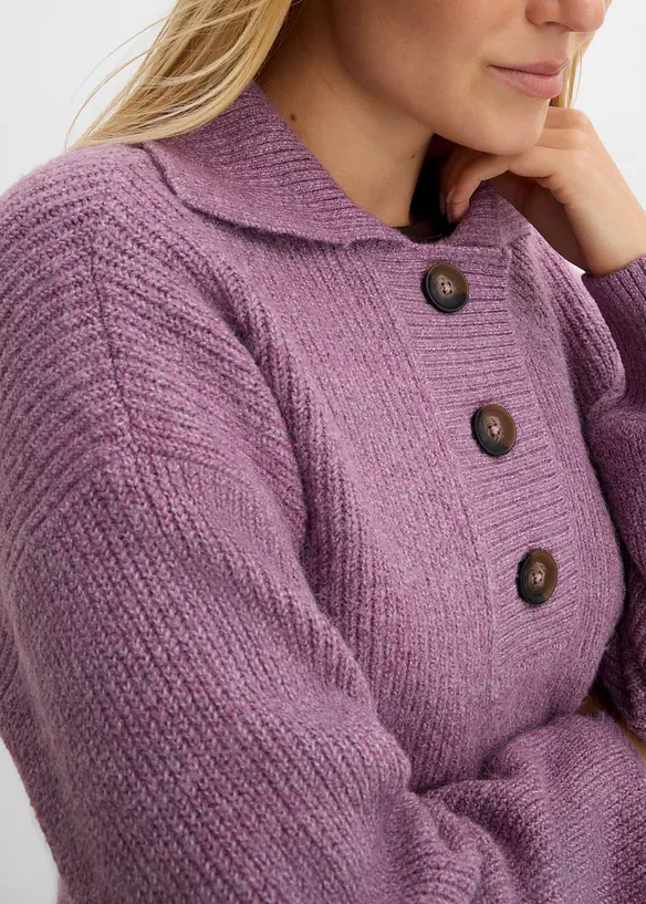 Half-zip-genser i bomullsmiks, bonprix