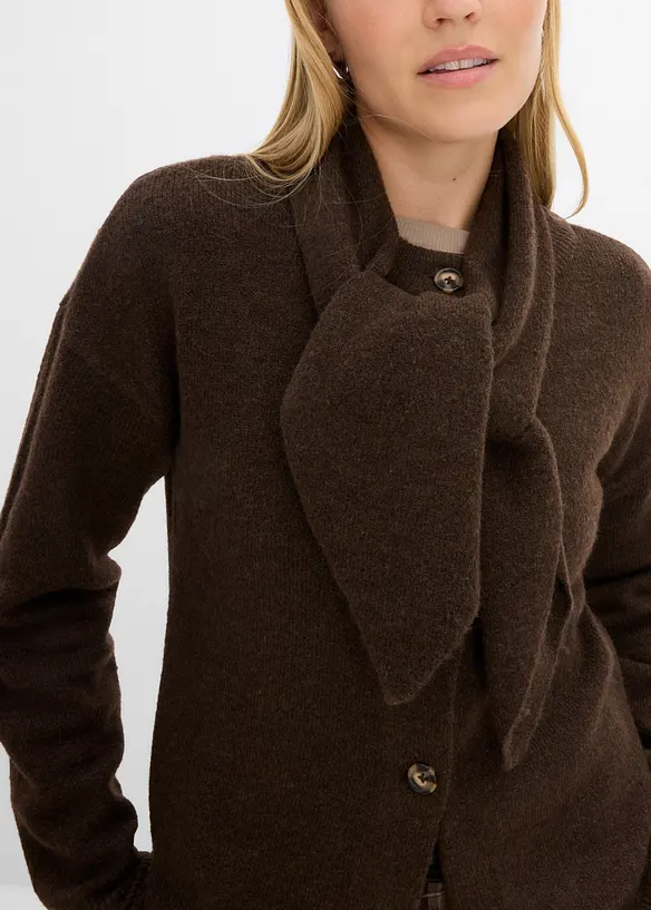 Cardigan med p&aring;satt skjerf, bonprix