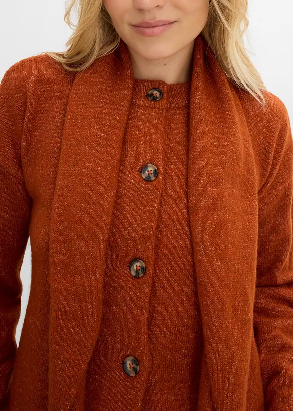 Cardigan med p&aring;satt skjerf, bonprix