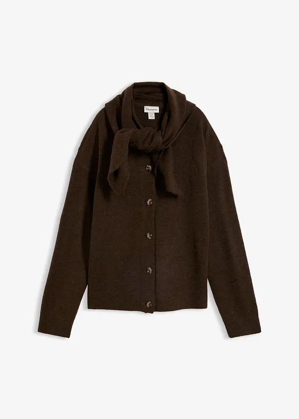Cardigan med p&aring;satt skjerf, bonprix