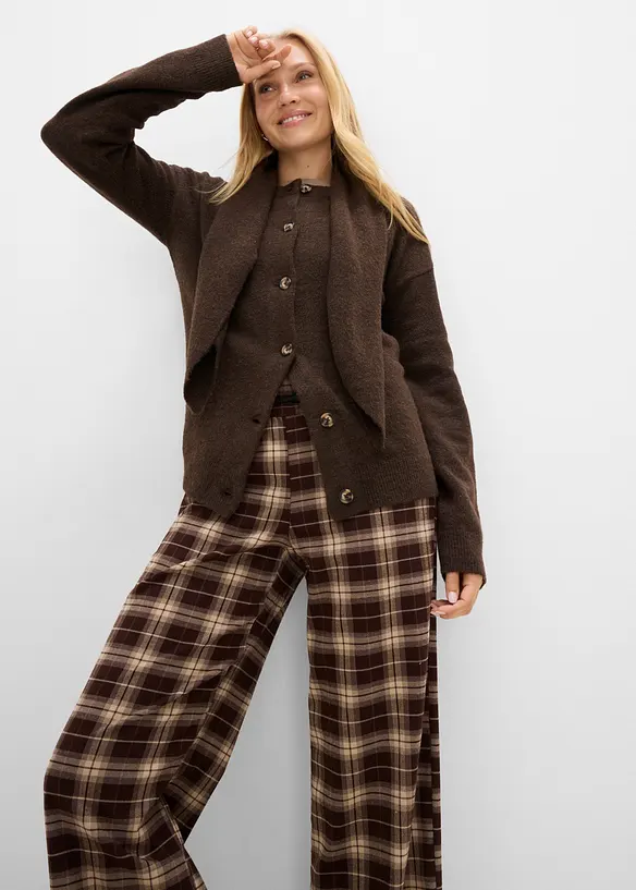 Cardigan med p&aring;satt skjerf, bonprix