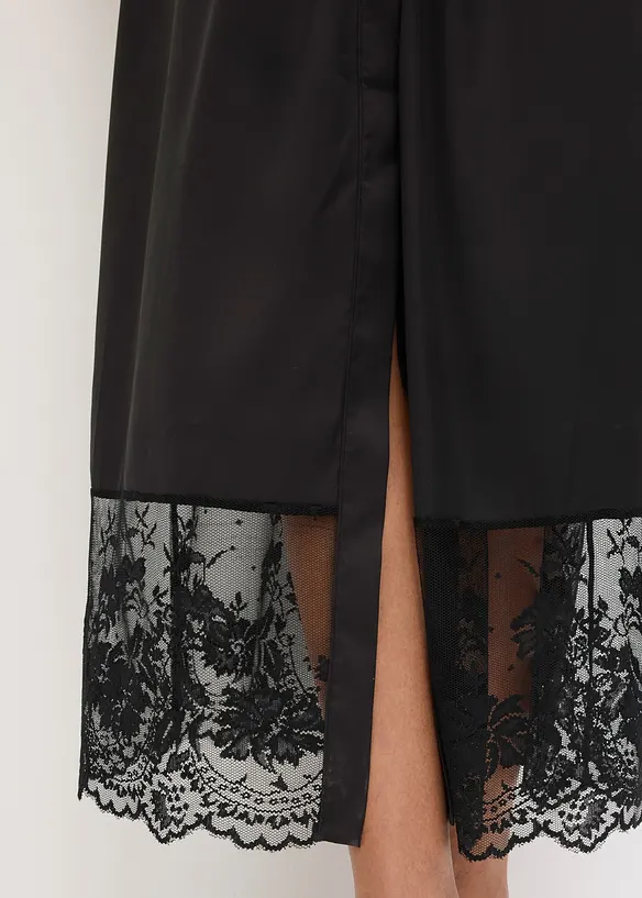 Satengkimono med blonder, bonprix