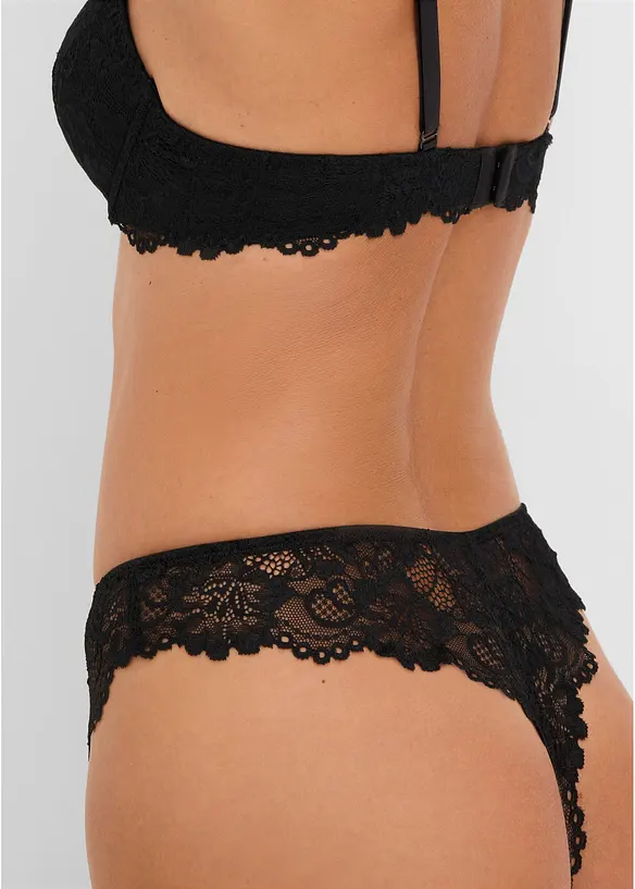 Vattert BH + stringtruse i delikat blonde (2-delt sett), bonprix