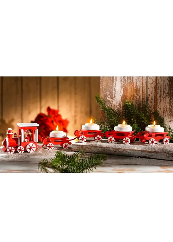 Telysholder med juletog-design (5-delt sett), bonprix