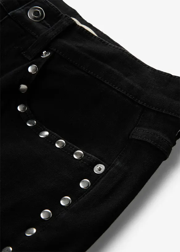 Flared-jeans High Waist med naglebesetning, bonprix