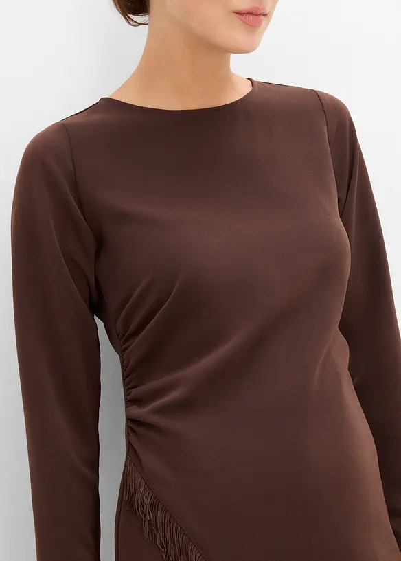 Asymmetrisk midikjole med frynser, bonprix