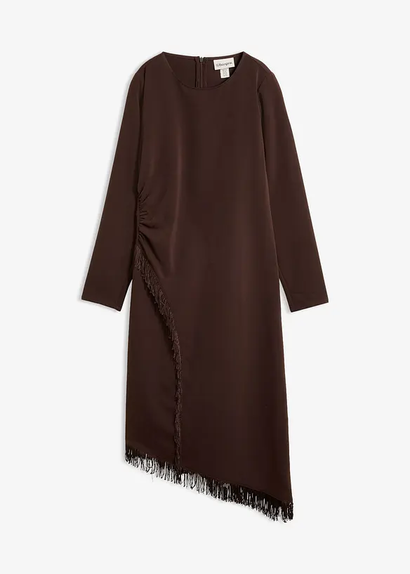 Asymmetrisk midikjole med frynser, bonprix