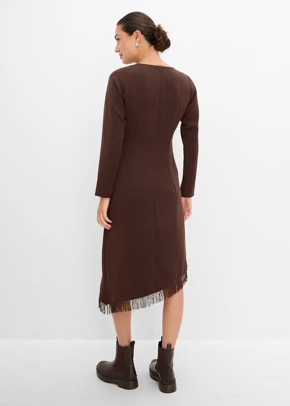 Asymmetrisk midikjole med frynser, bonprix