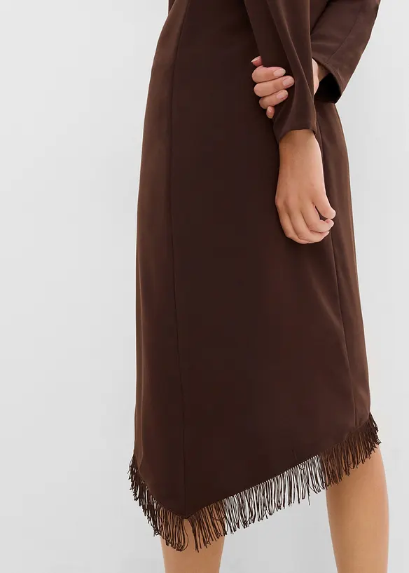 Asymmetrisk midikjole med frynser, bonprix