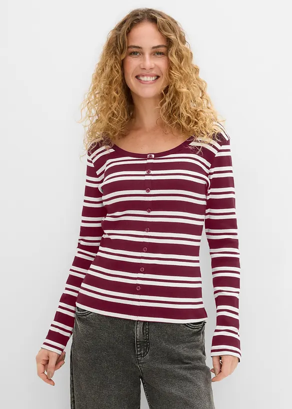 Ribbet topp i &oslash;kologisk bomull, bonprix