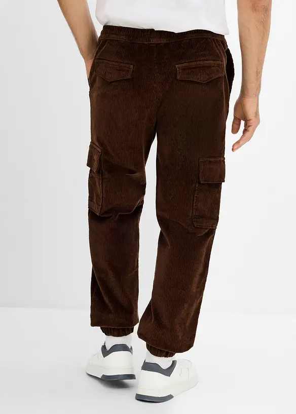 Regular Fit cargobukse av stretch-kordfl&oslash;yel med komfortlinning, bonprix