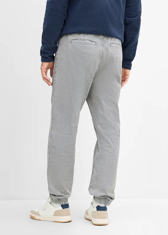 Relaxed fit pull on-bukse i 100% bomullstwill, tapered, bonprix