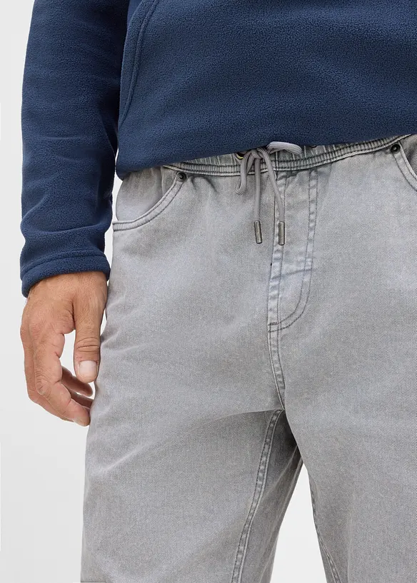 Relaxed fit pull on-bukse i 100% bomullstwill, tapered, bonprix