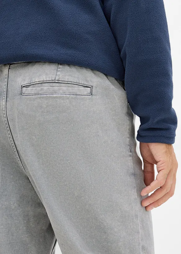 Relaxed fit pull on-bukse i 100% bomullstwill, tapered, bonprix