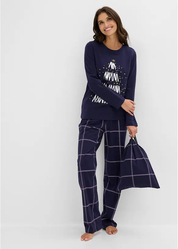 Pyjamas i myk bomull, leveres med gavepose, bonprix