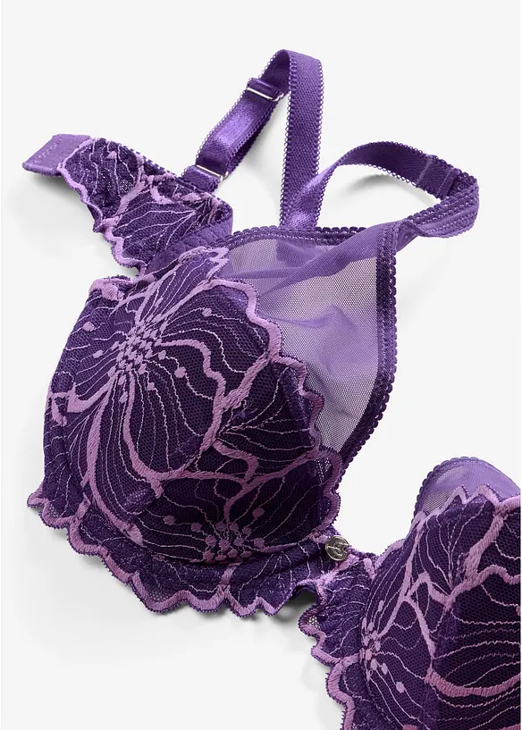 Padded-BH med tofargede blonder, bonprix