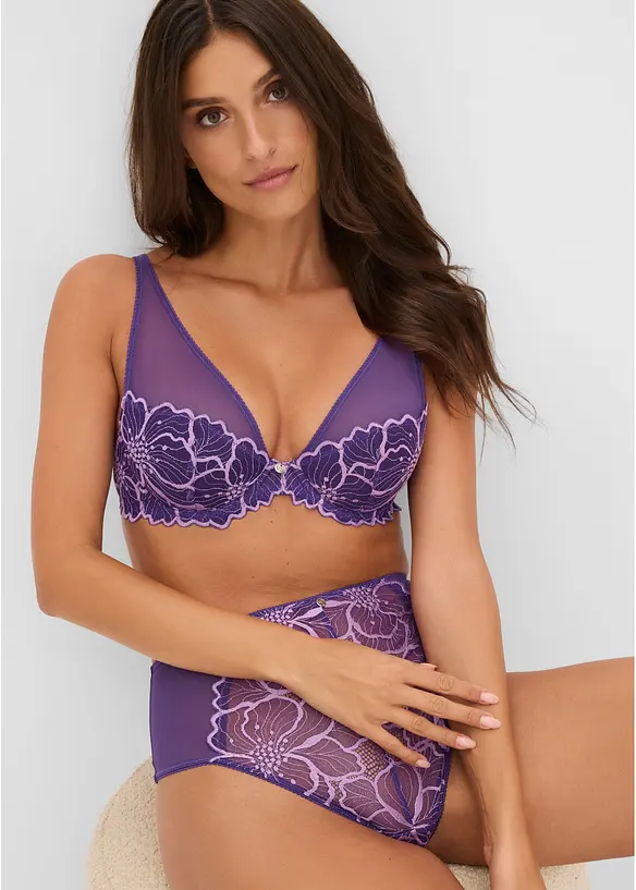 Padded-BH med tofargede blonder, bonprix