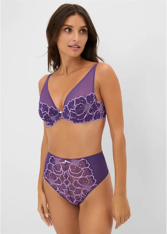 Padded-BH med tofargede blonder, bonprix