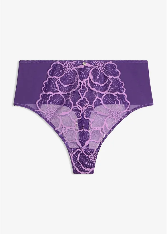Highwaist truser med tofargede blonder, bonprix