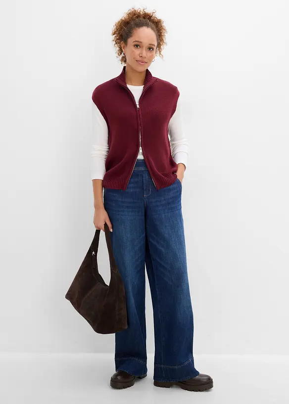 Strikket vest i bomullsmiks, bonprix